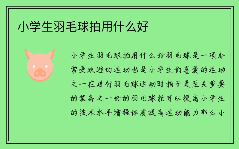 小学生羽毛球拍用什么好